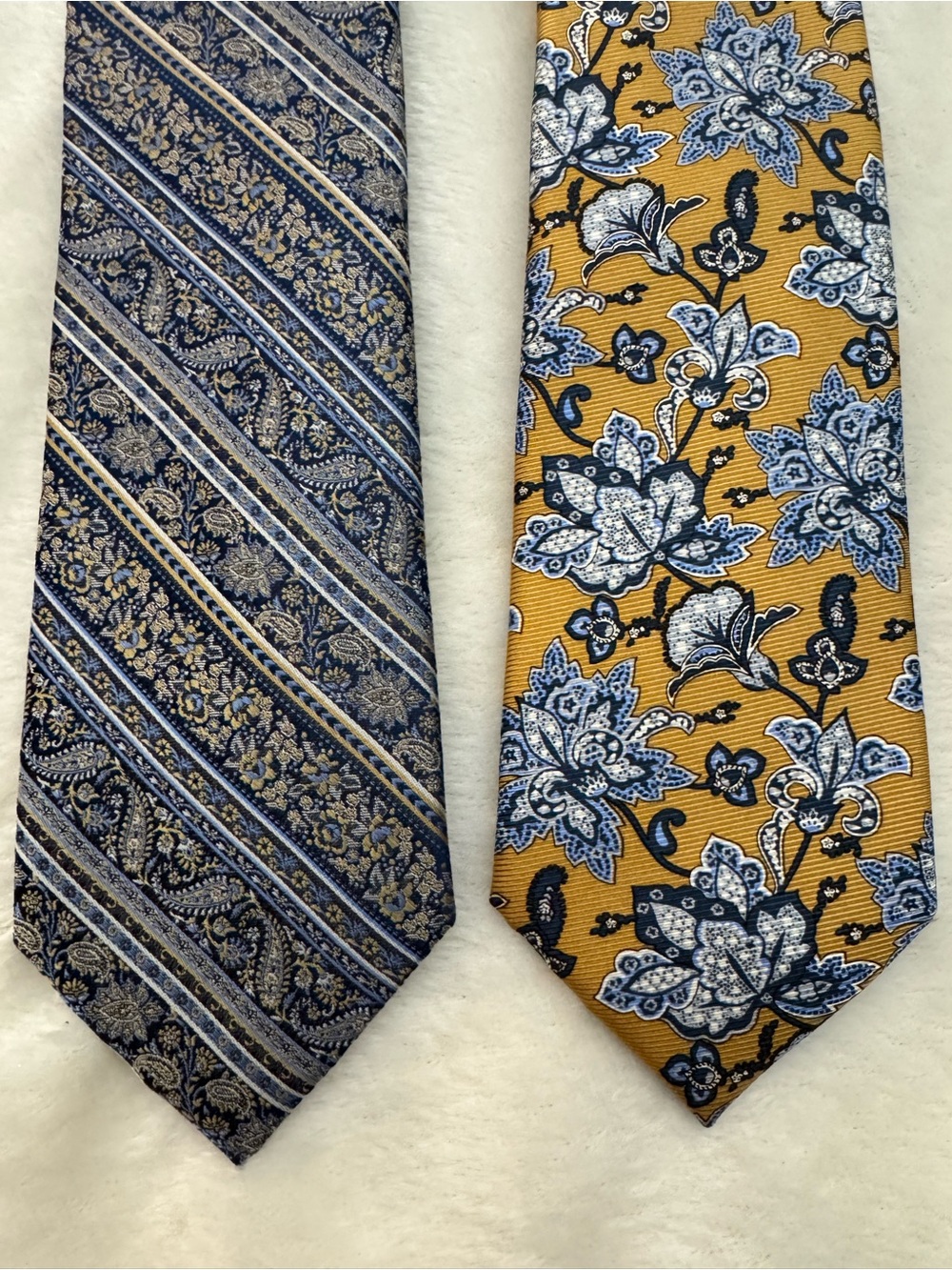 Men's JoS A Bank Blue and Mustard Floral & Paisley Ties, Set of 2 NWT